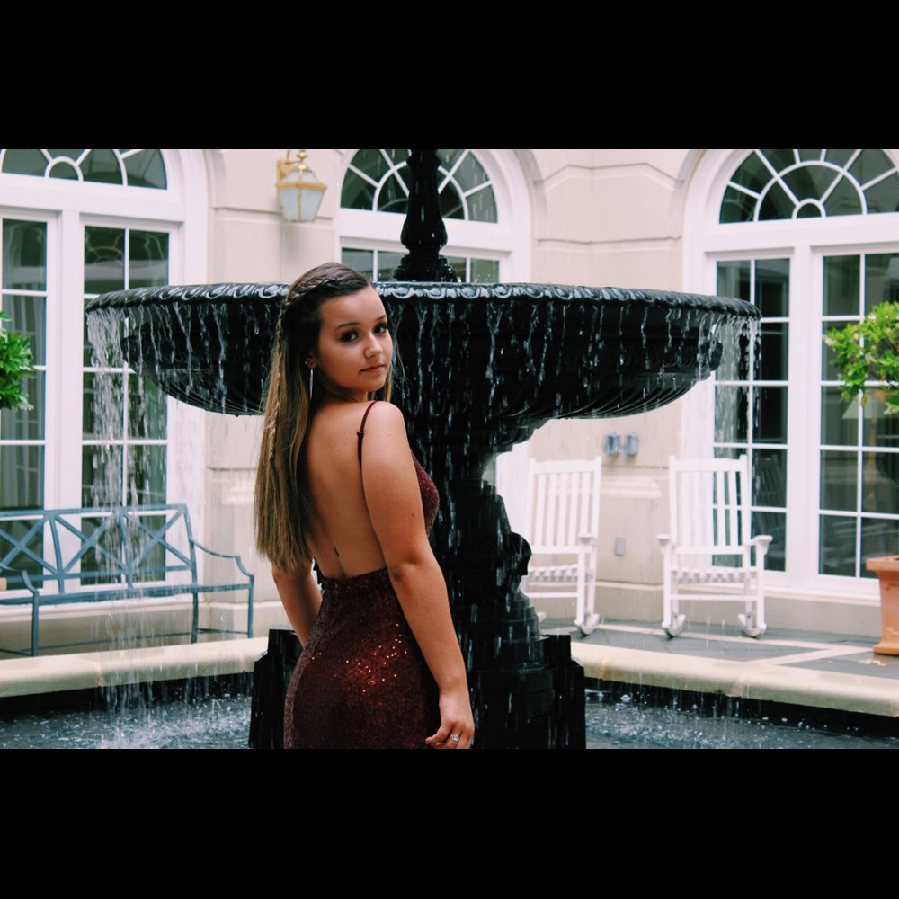 sparkly burgundy prom dress